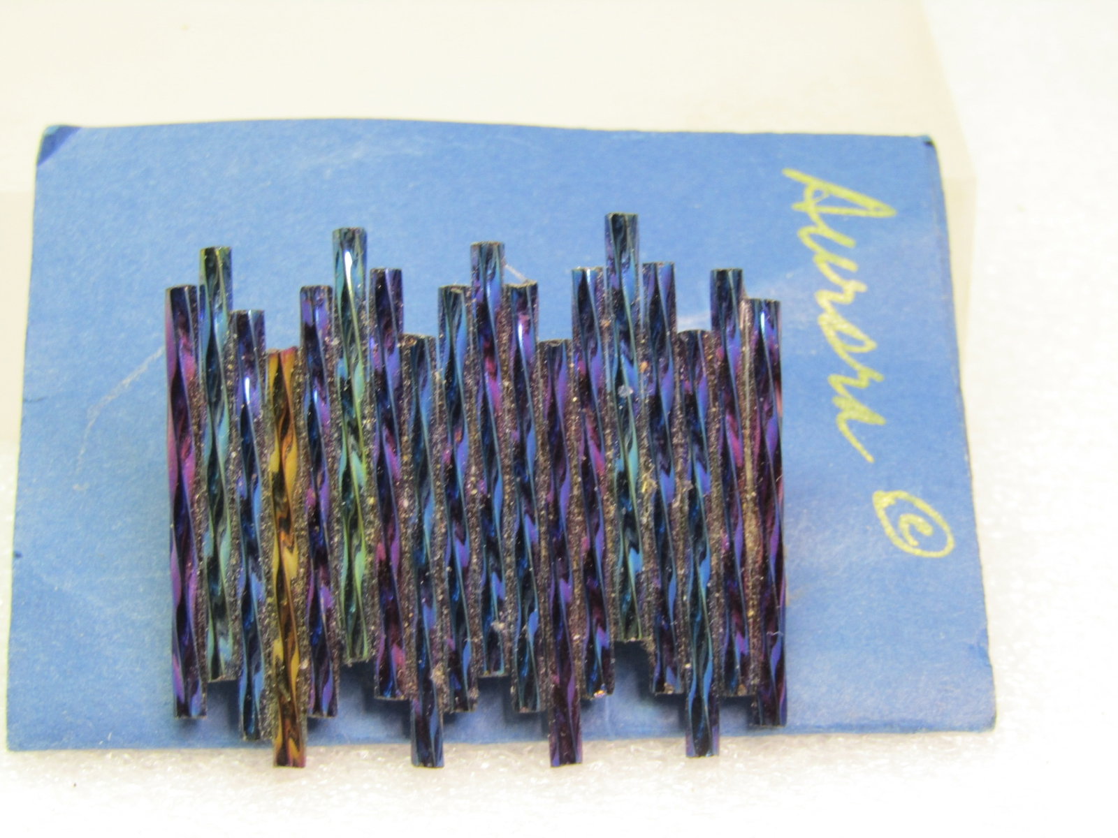 Handmade Peacock Glass Straw Bead Brooch - 2