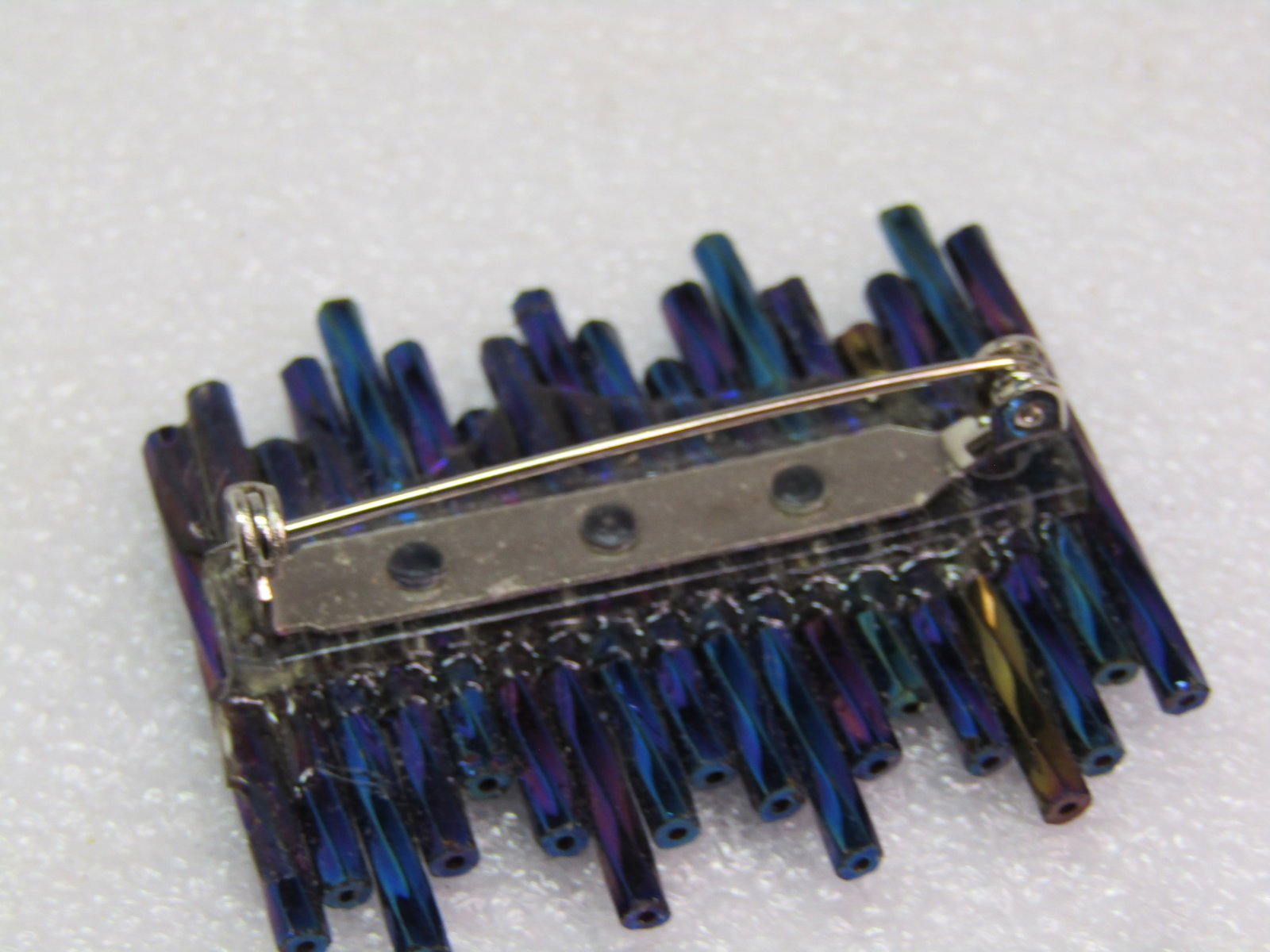 Handmade Peacock Glass Straw Bead Brooch - 5