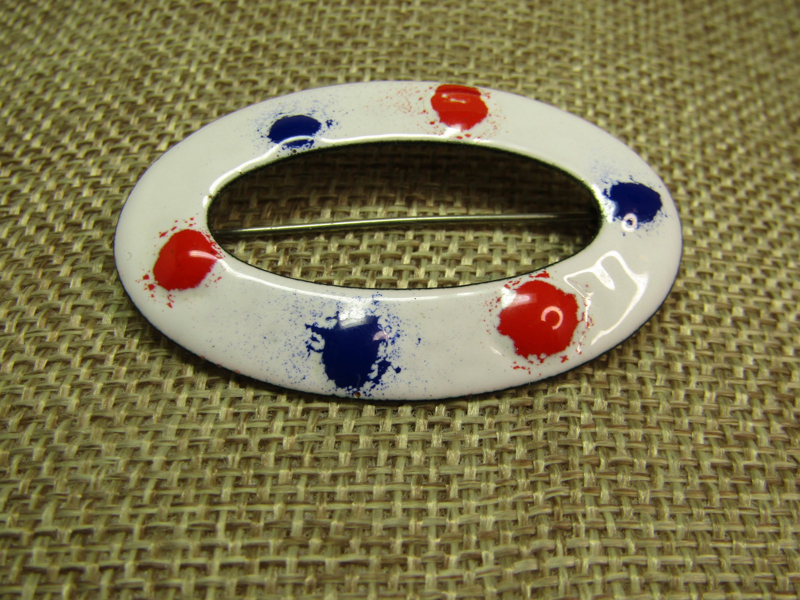 Vintage Red/White/Blue Enameled Brooch, 1960's - 2