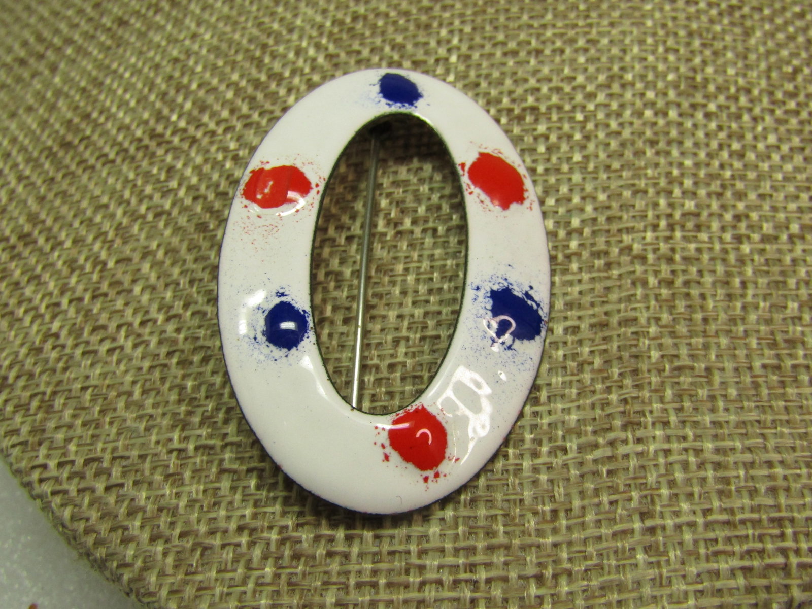Vintage Red/White/Blue Enameled Brooch, 1960's - 3