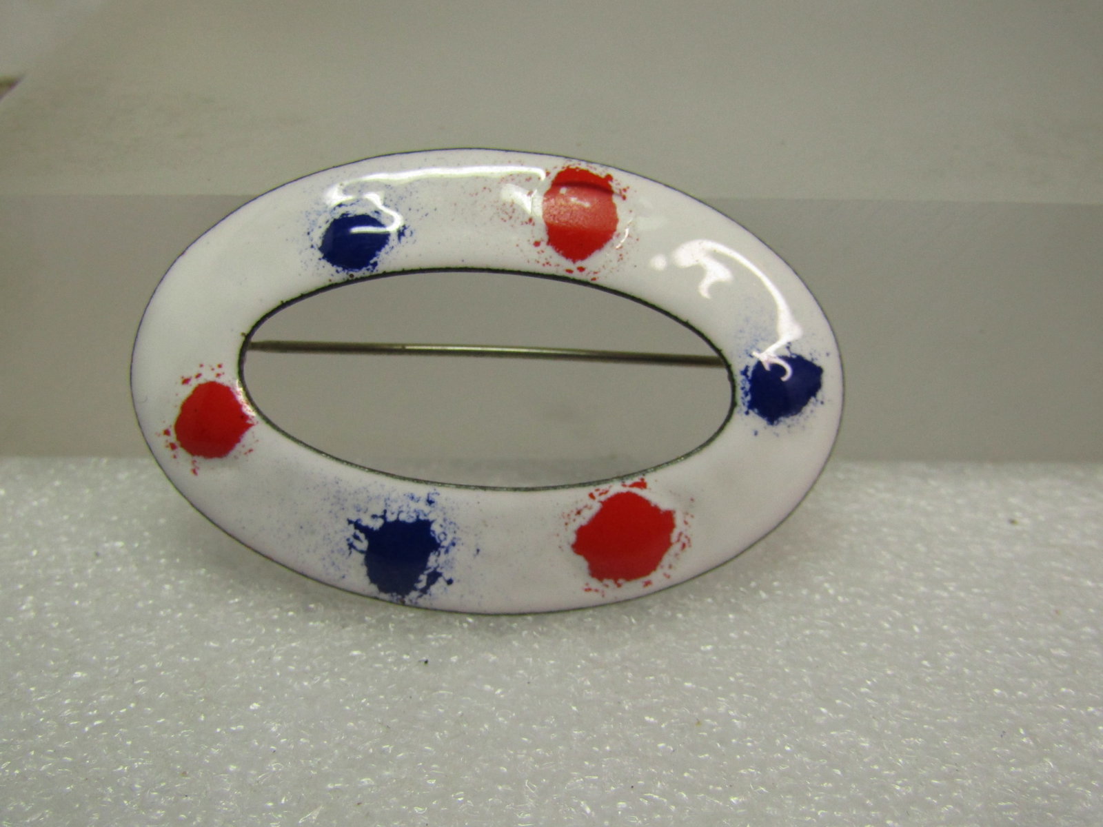 Vintage Red/White/Blue Enameled Brooch, 1960's - 4