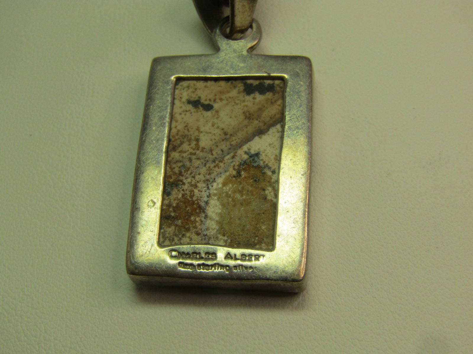 Vintage Sterling Agate Brooch on 20" Cord Necklace, 1990's, Southwestern Vibe - 5