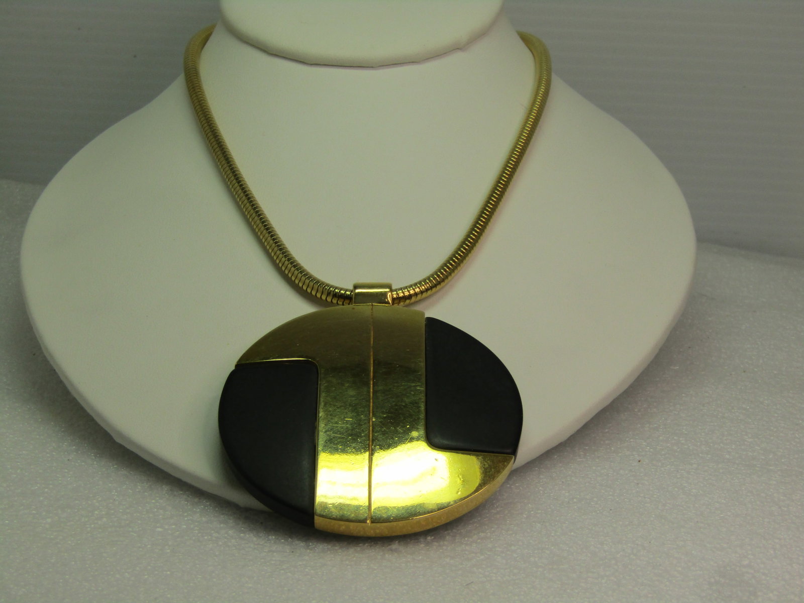 Vintage Lanvin Paris Black/Gold Necklace, 18.5", Snake Chain,Statement Piece, 1960's - 3