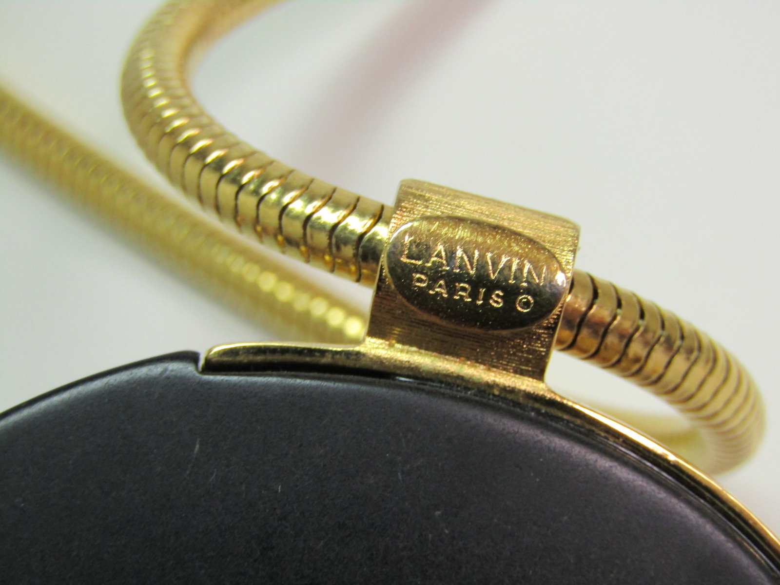 Vintage Lanvin Paris Black/Gold Necklace, 18.5", Snake Chain,Statement Piece, 1960's - 5