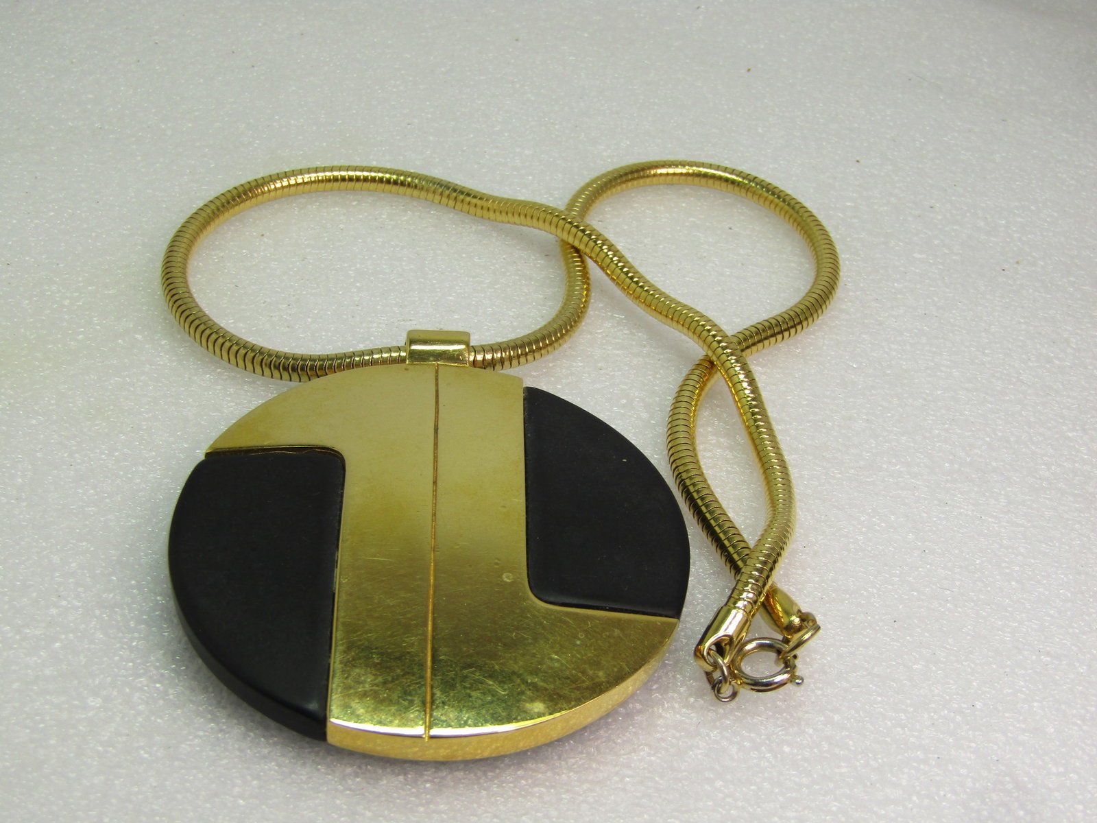 Vintage Lanvin Paris Black/Gold Necklace, 18.5", Snake Chain,Statement Piece, 1960's - 7