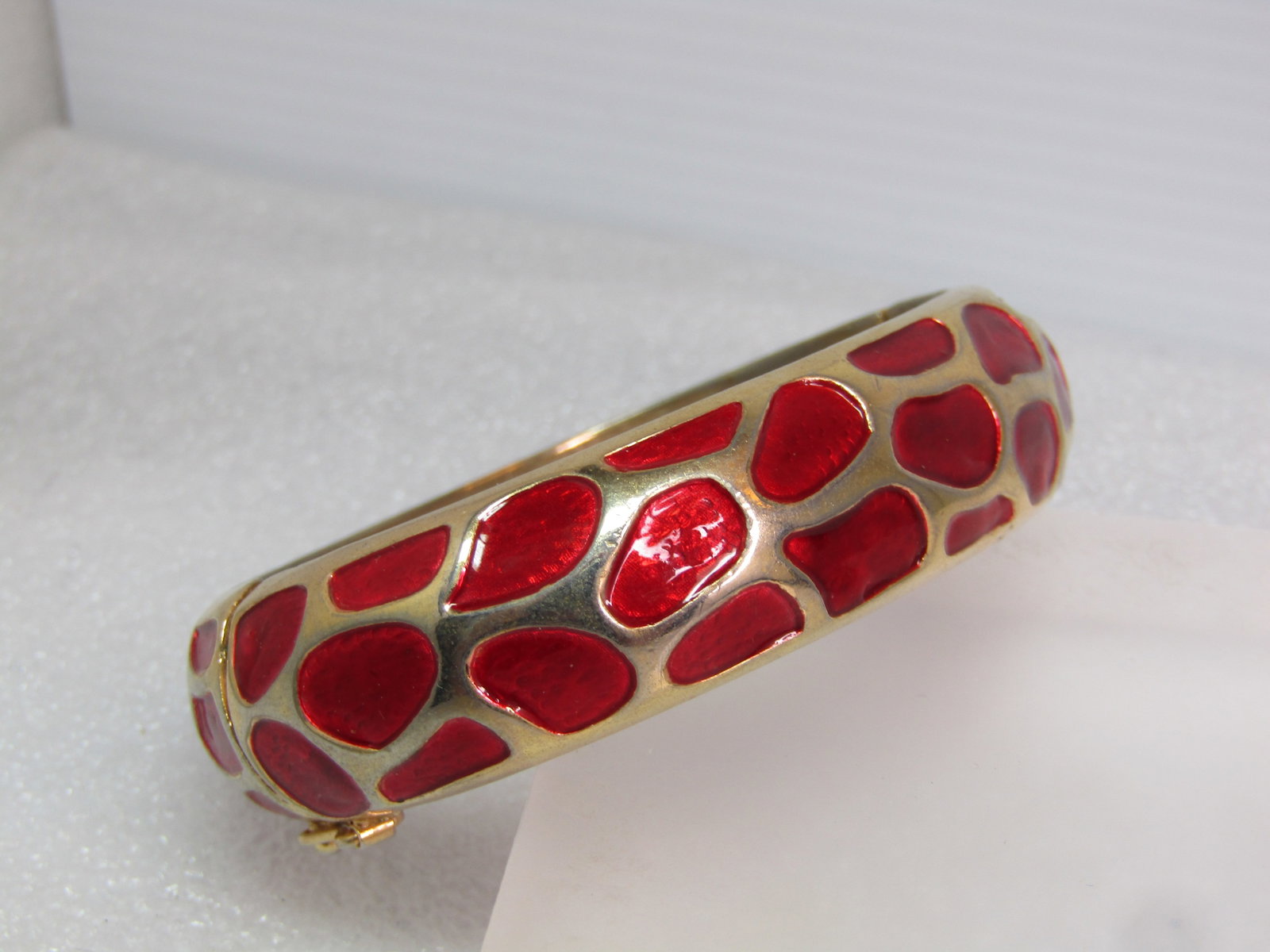 Vintage Red Enameled Animal Print Bracelet, Hinged/Locking, 6.5", 1970's-1980's - 4
