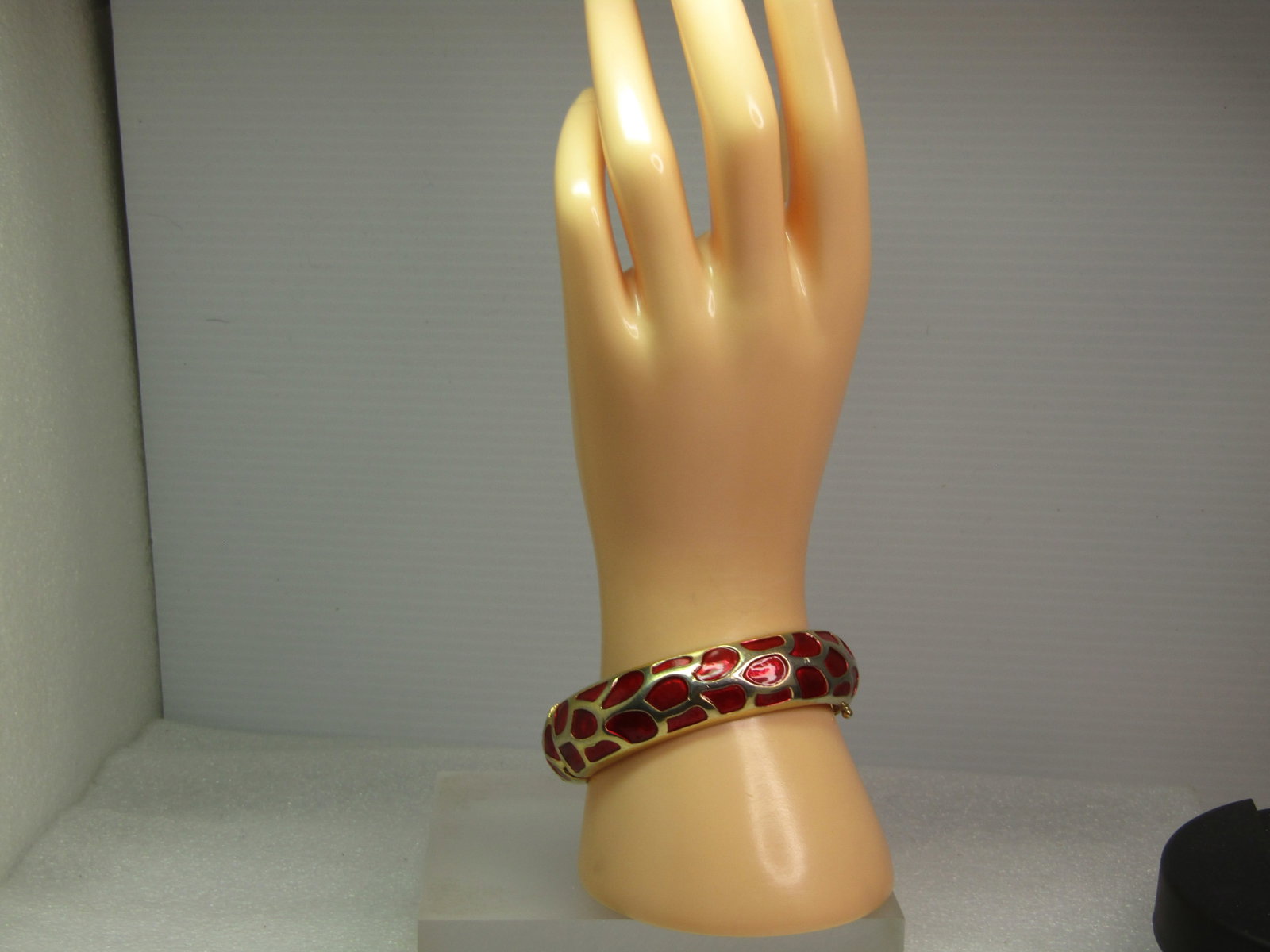 Vintage Red Enameled Animal Print Bracelet, Hinged/Locking, 6.5", 1970's-1980's - 8