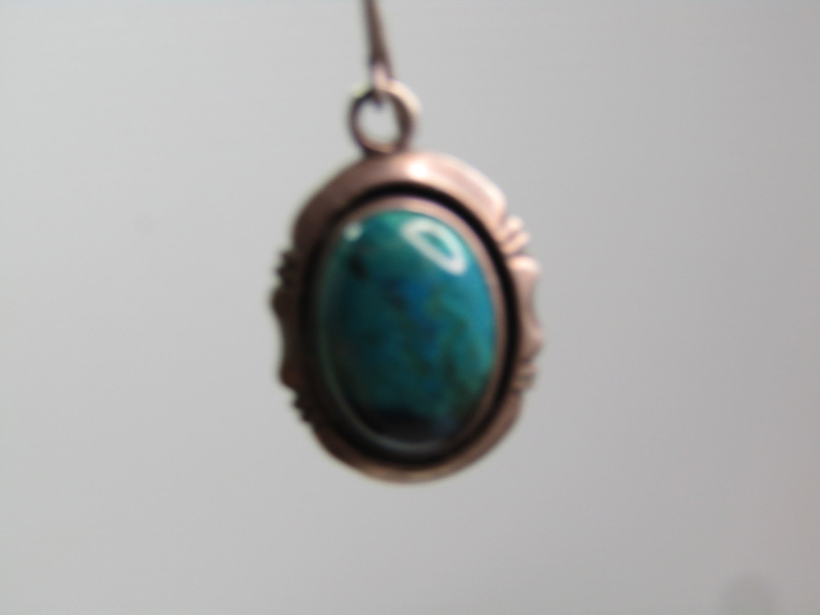 Vintage Sterling Southwestern Chrysocolla Earrings, Pierced, Drop, 1970's-1980's Signed - 2