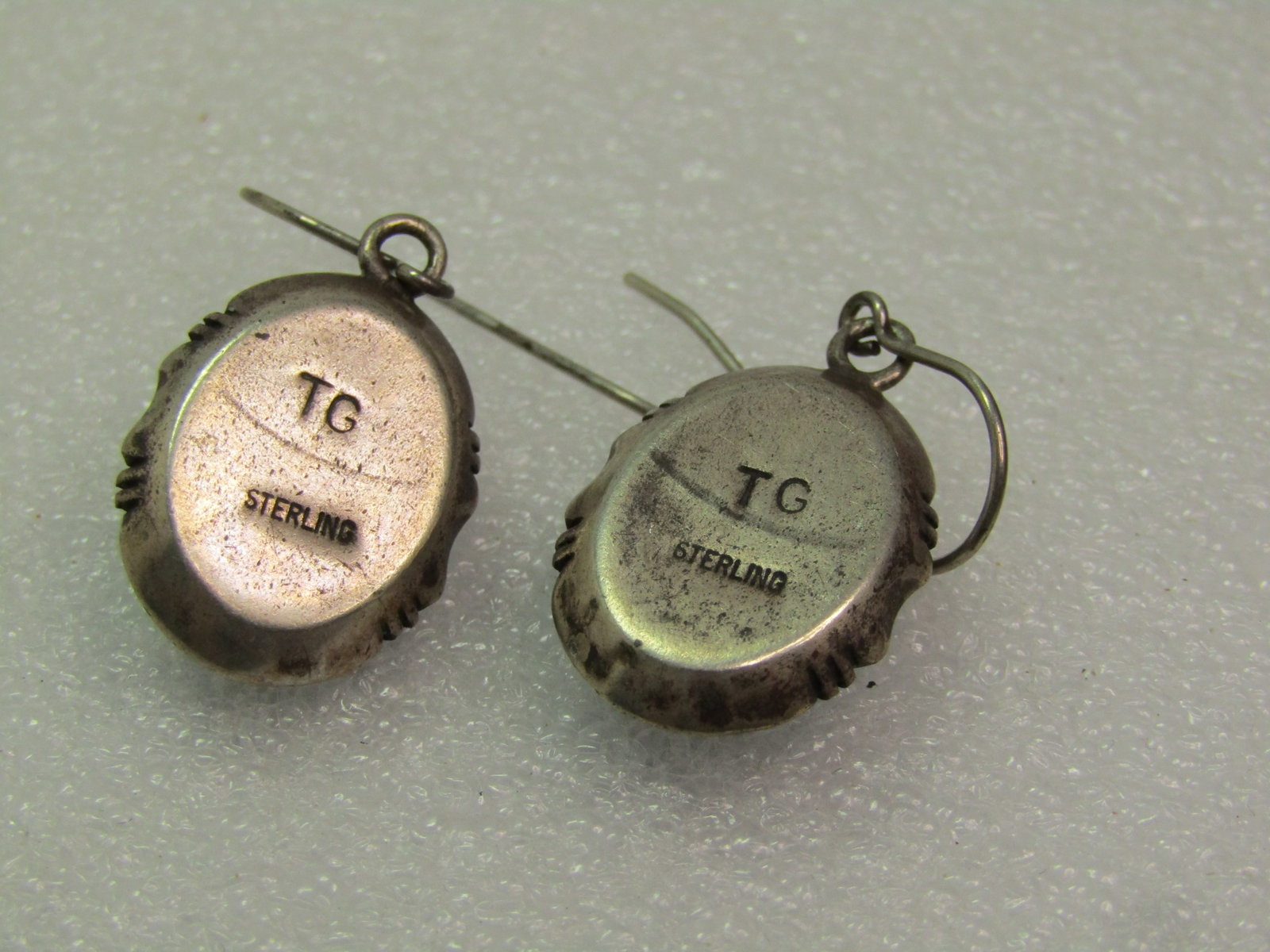 Vintage Sterling Southwestern Chrysocolla Earrings, Pierced, Drop, 1970's-1980's Signed - 7