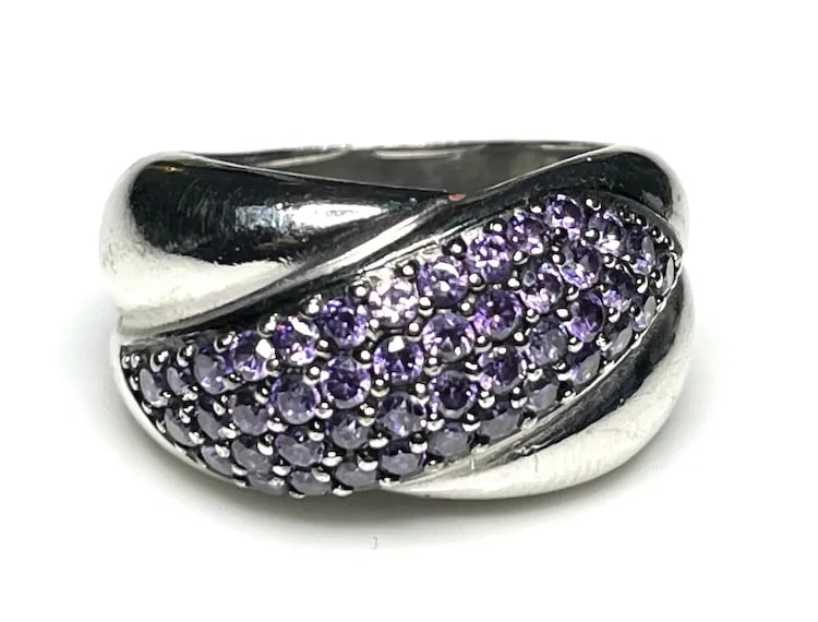 Estate Purple Pave Costume Statement Ring - 2