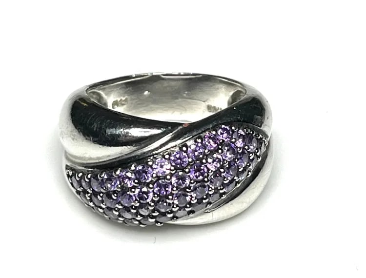 Estate Purple Pave Costume Statement Ring - 3
