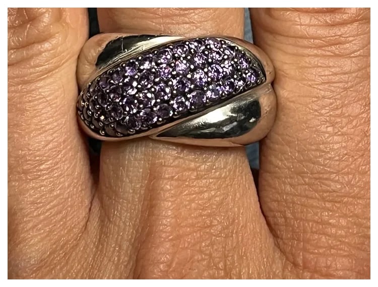 Estate Purple Pave Costume Statement Ring - 6
