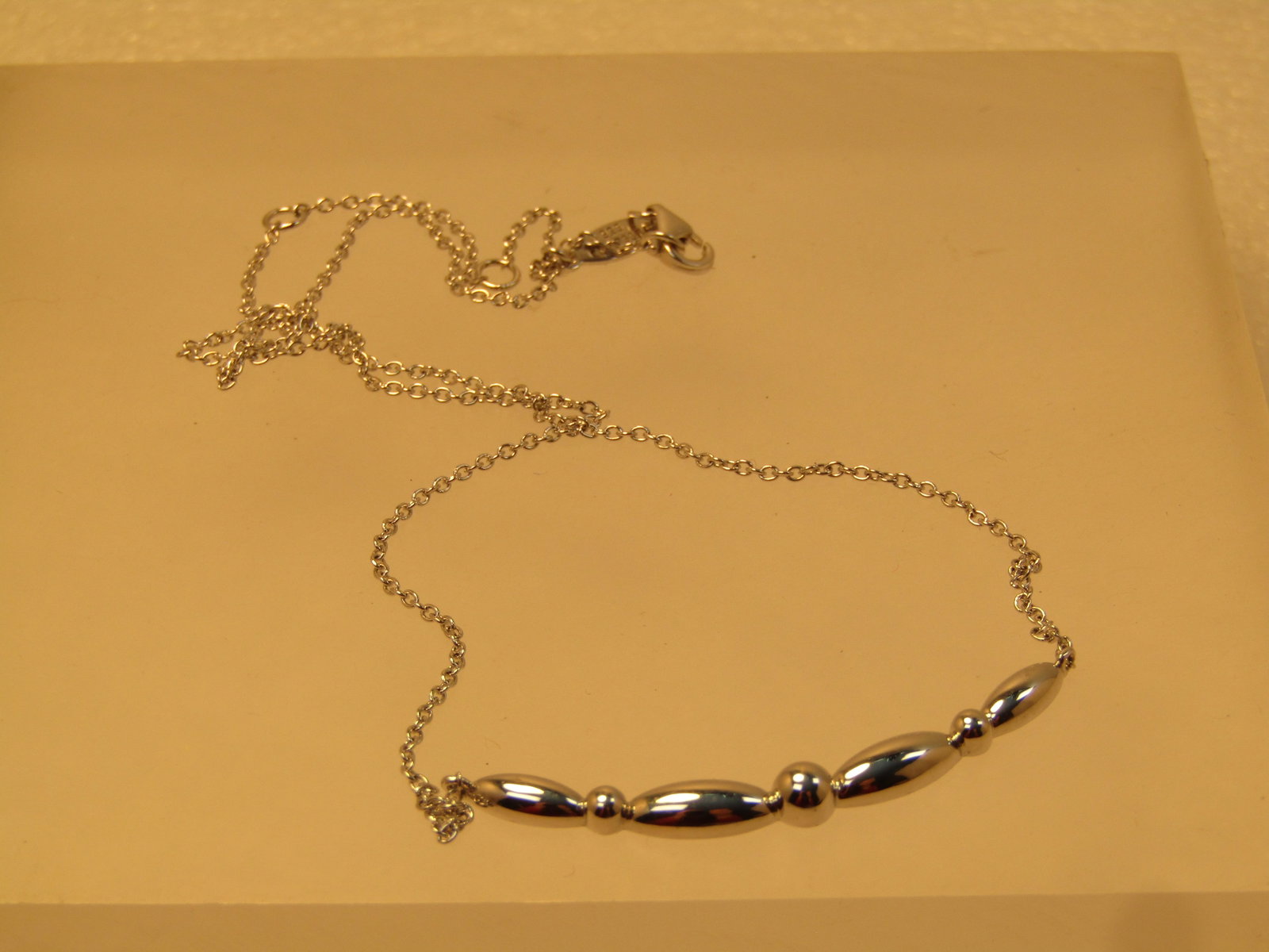 Sterling Silver Curved Bar Necklace, Gabriel and Co., 1990's or After, 17.5" - 5