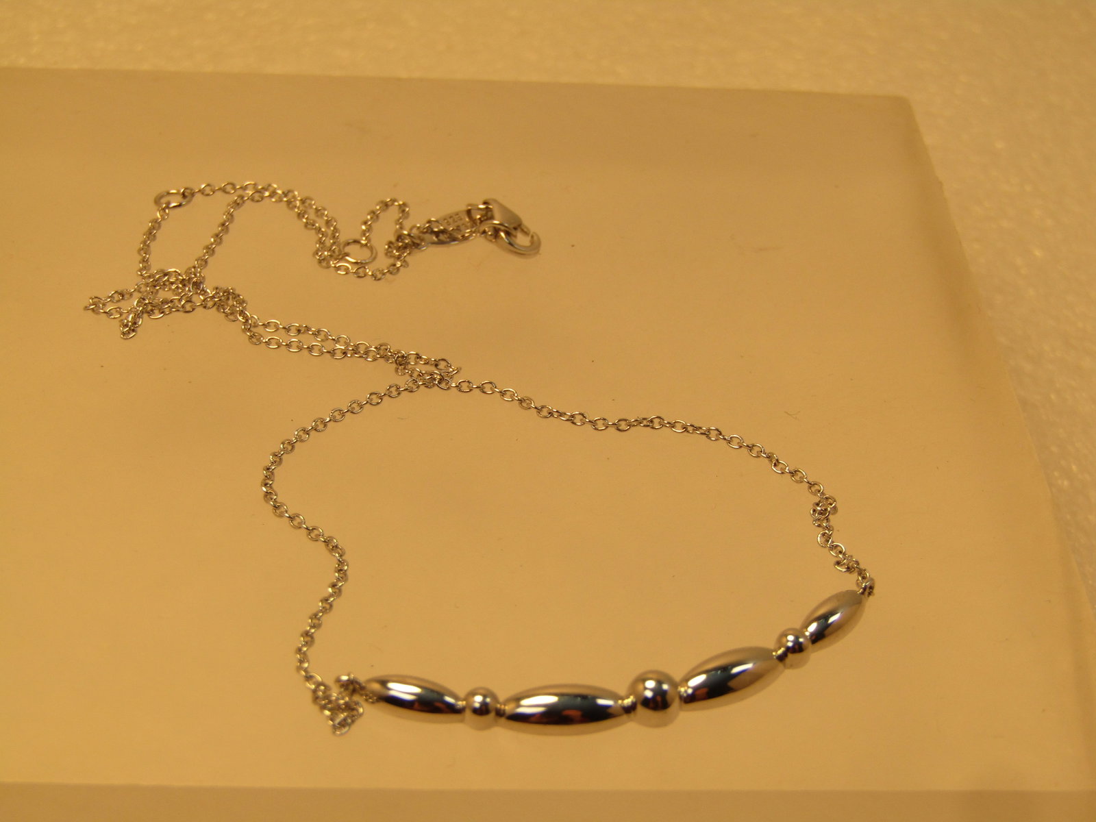 Sterling Silver Curved Bar Necklace, Gabriel and Co., 1990's or After, 17.5" - 6