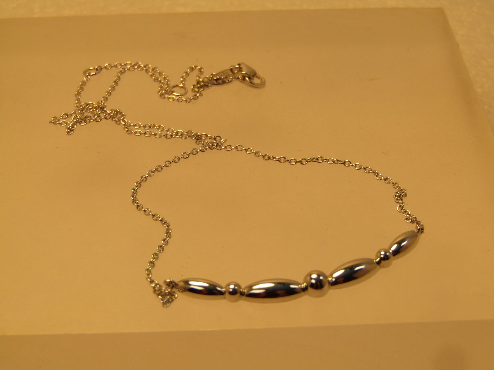 Sterling Silver Curved Bar Necklace, Gabriel and Co., 1990's or After, 17.5" - 7