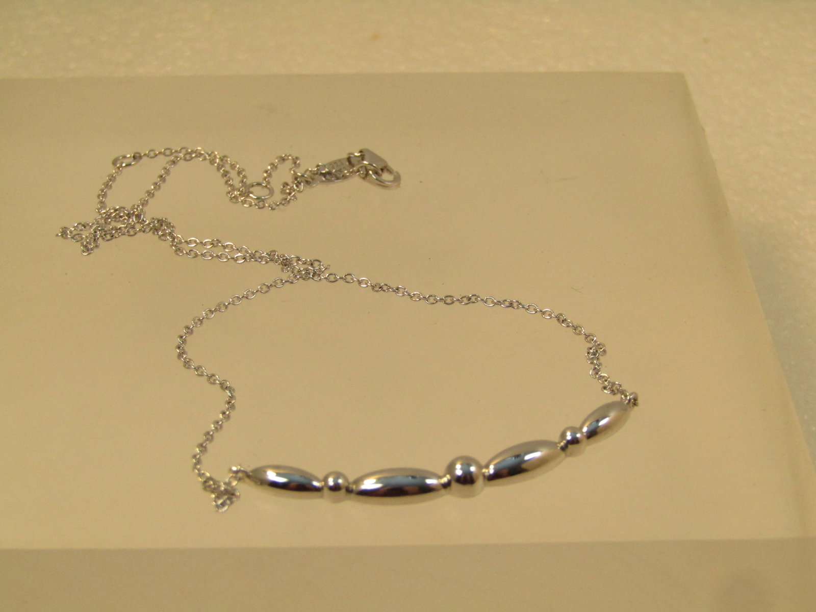 Sterling Silver Curved Bar Necklace, Gabriel and Co., 1990's or After, 17.5" - 8