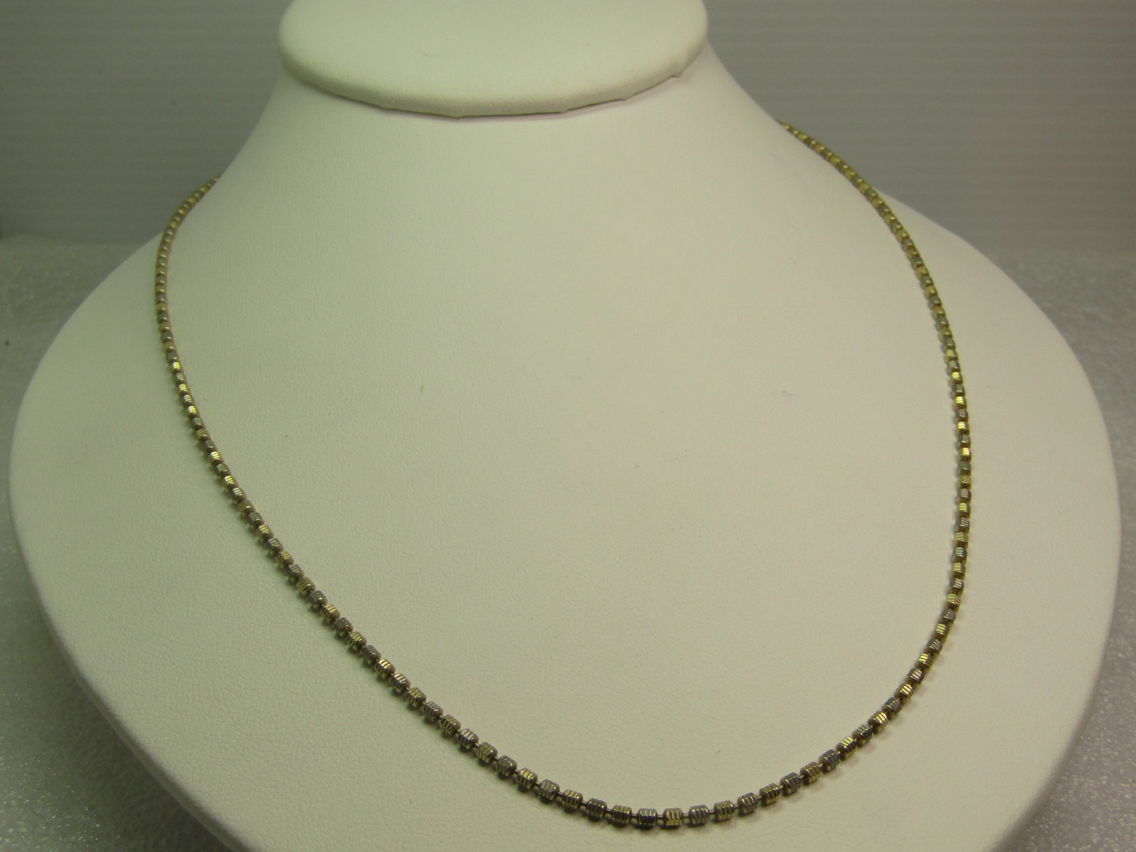 Vintage Sterling Ridged Beaded Necklace, 20", Italy, Signed R, 1980's-1990's, Unisex - 2