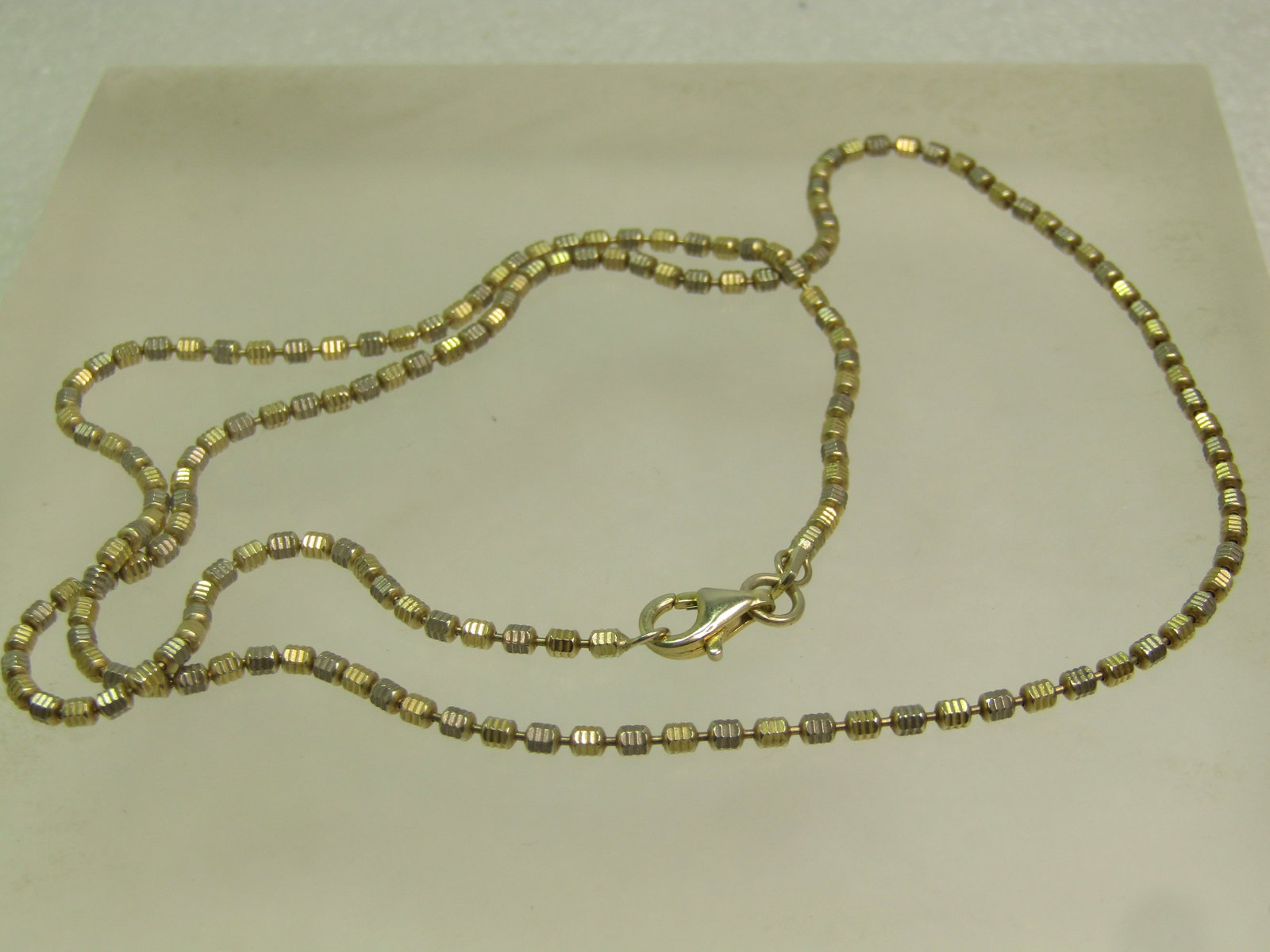 Vintage Sterling Ridged Beaded Necklace, 20", Italy, Signed R, 1980's-1990's, Unisex - 6