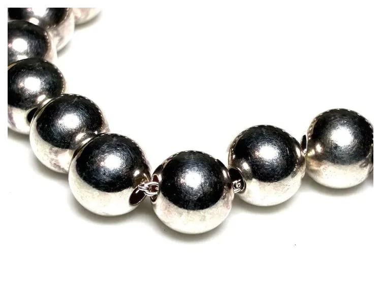Estate Sterling Silver Ball Bead Bracelet With Toggle Closure Signed T - 5