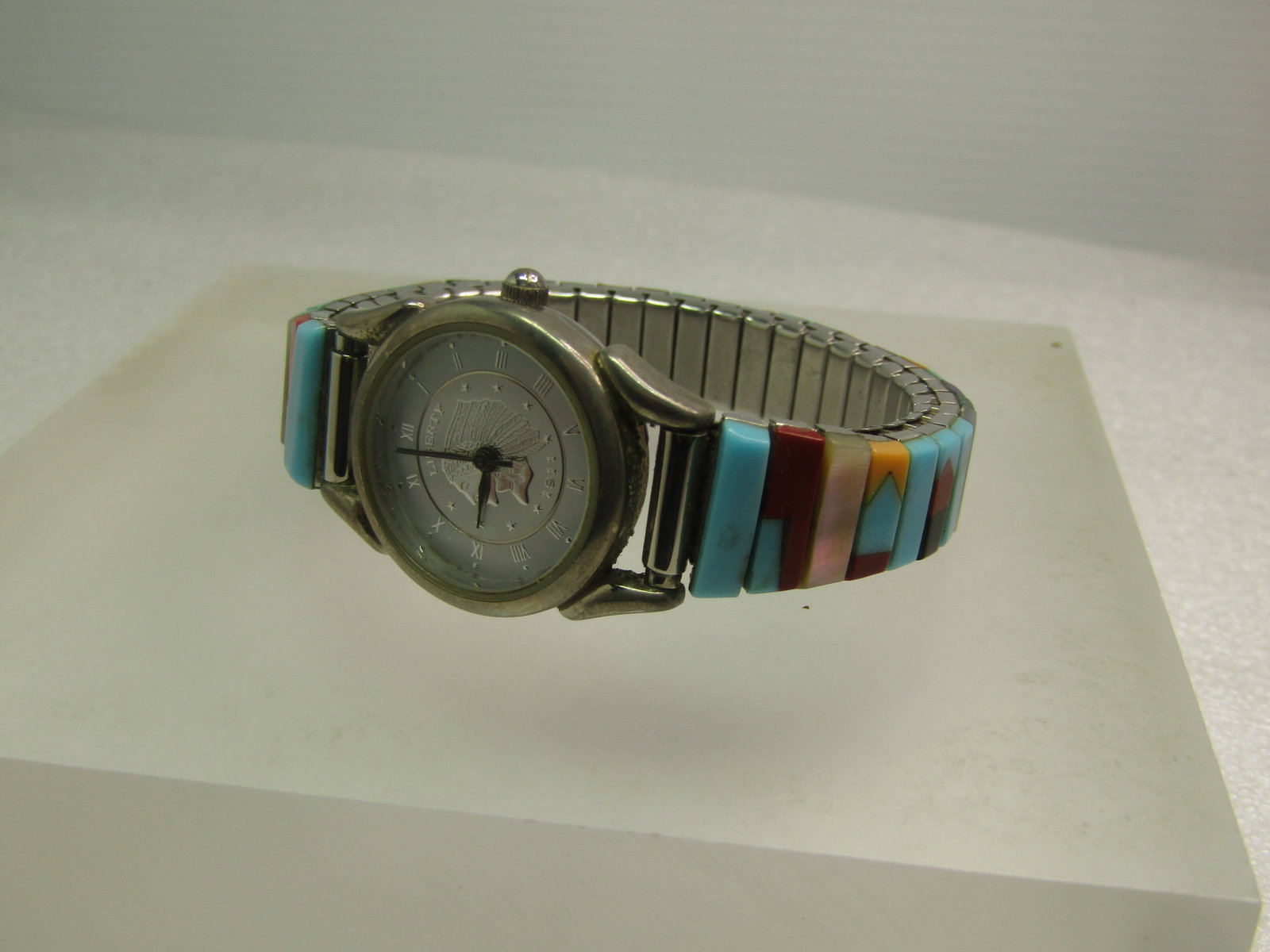 Vintage Southwest Traditions Faux Turquoise Watch Band/Liberty Watch, 1980's-1990's - 2