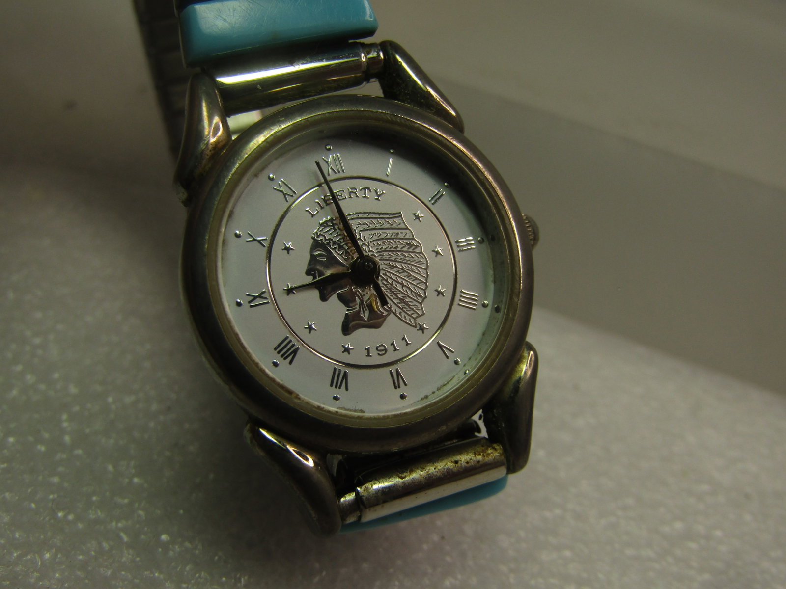 Vintage Southwest Traditions Faux Turquoise Watch Band/Liberty Watch, 1980's-1990's - 6