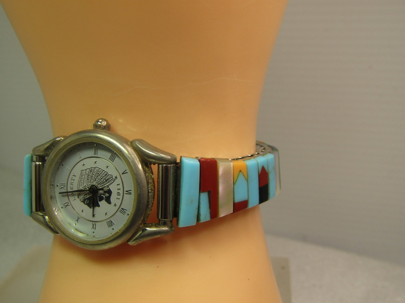 Vintage Southwest Traditions Faux Turquoise Watch Band/Liberty Watch, 1980's-1990's - 8