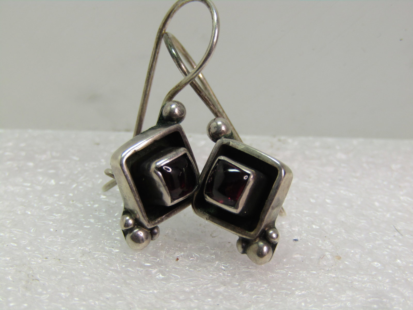 Vintage Sterling Amethyst Square Drop Earrings, Pierced, 1980's. Southwestern Vibe (1 of 4)