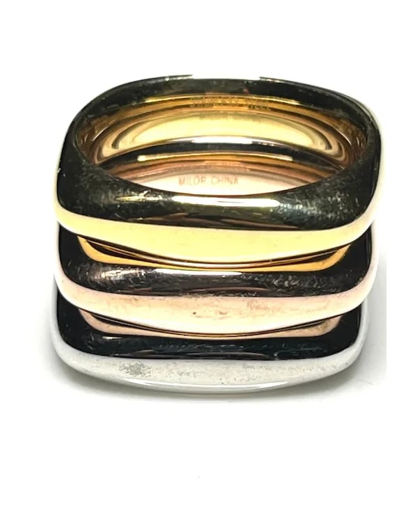 Estate Tri-Color Stackable Ring Set - 2