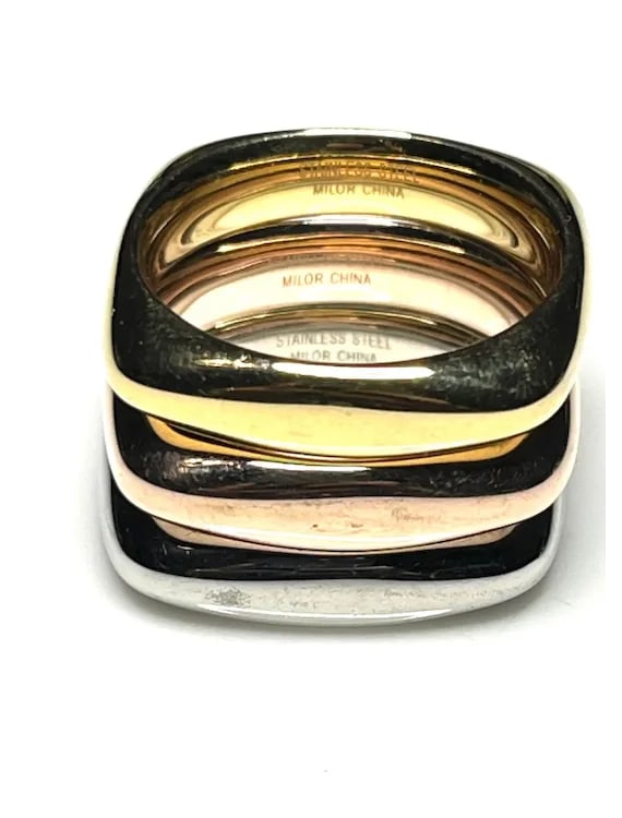 Estate Tri-Color Stackable Ring Set - 3