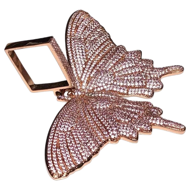 Estate Rose Gold Plated Sterling Silver Pave Oversized Butterfly Pendant (1 of 6)