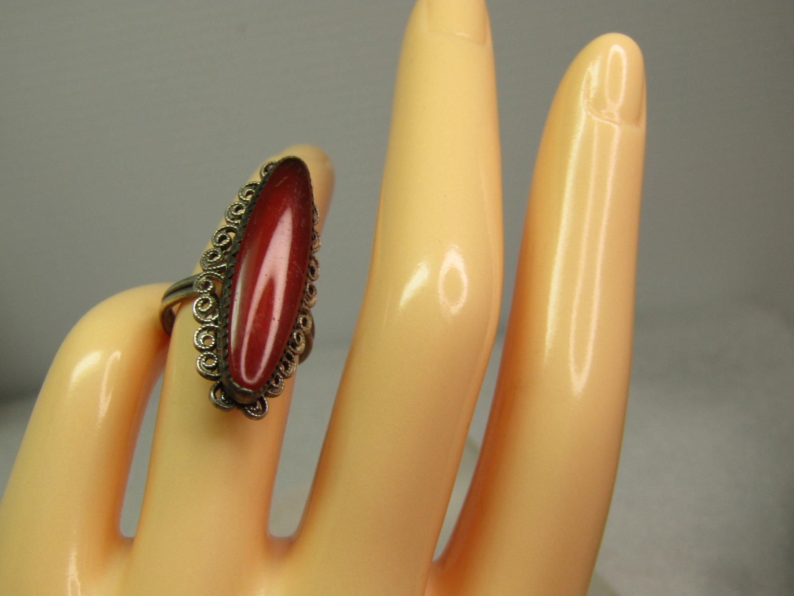 Vintage Sterling Carnelian Colored Ring, Sz.4-6, 1950's-1960's - 5