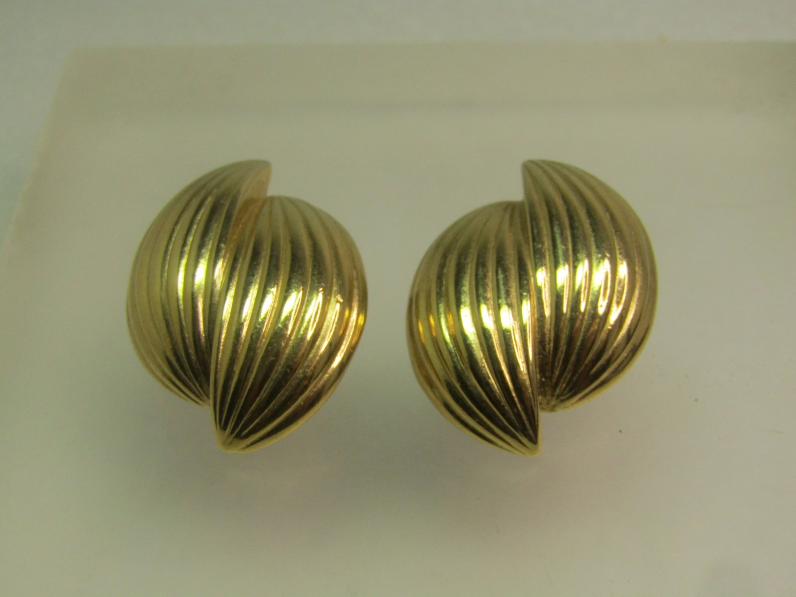 Vintage Crown Trifari Ridged Clip Earrings, 1960's (1 of 4)