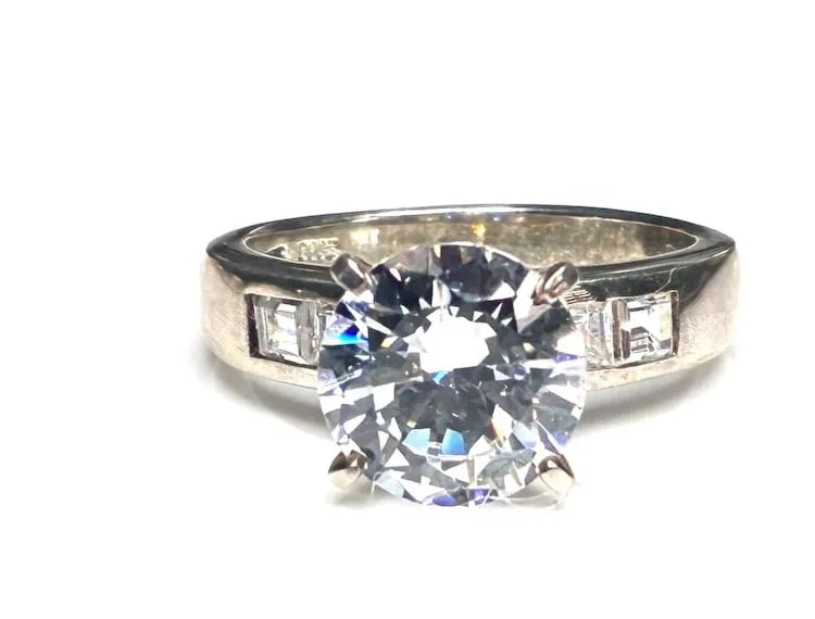 Estate Sterling SIlver Engagement Ring - 2
