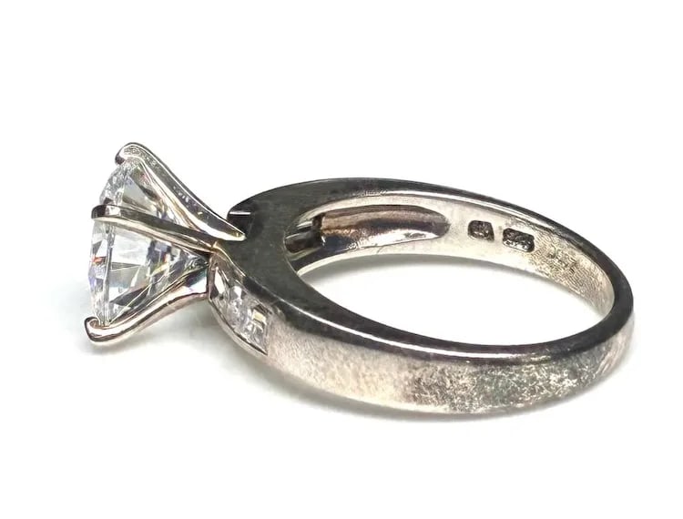 Estate Sterling SIlver Engagement Ring - 4