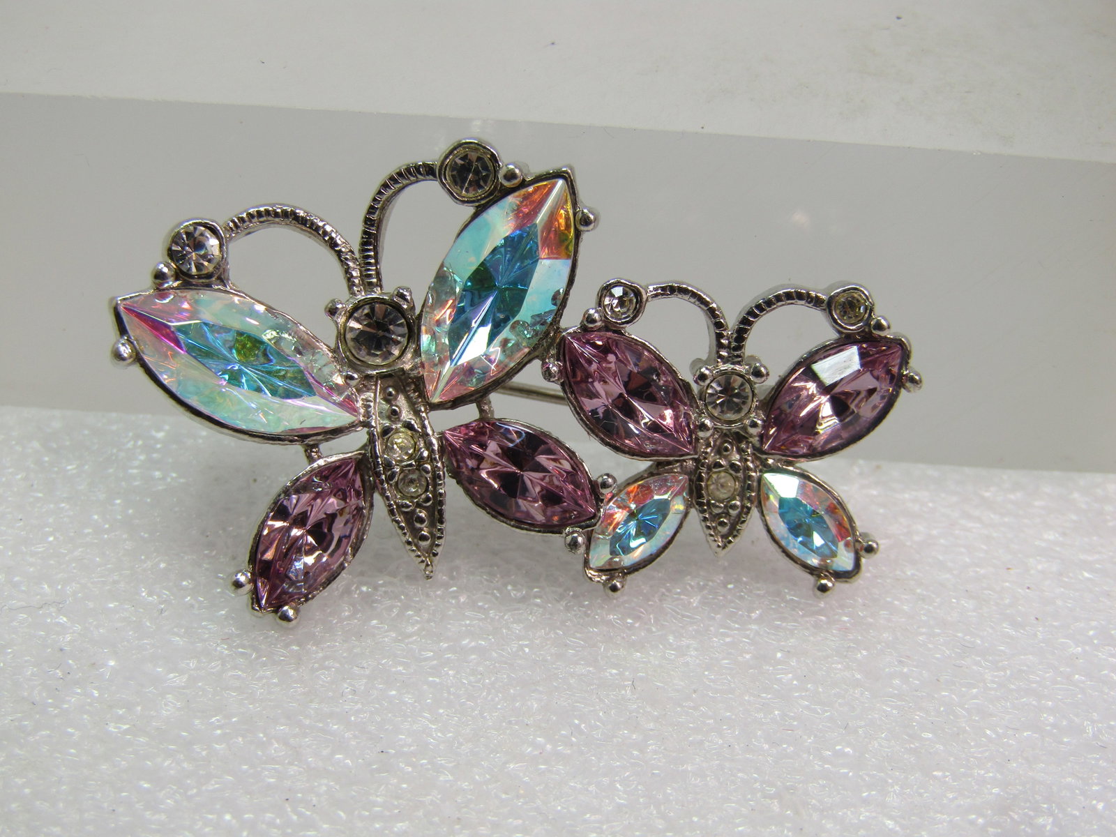 Vintage AB Butterfy Brooch, Glass Rhinestones, 1990's (1 of 4)