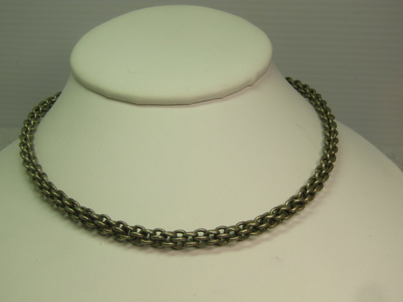 Vintage Sterling and Alloy Round Link Necklace, 15", 5mm, Mid-Century (1 of 4)