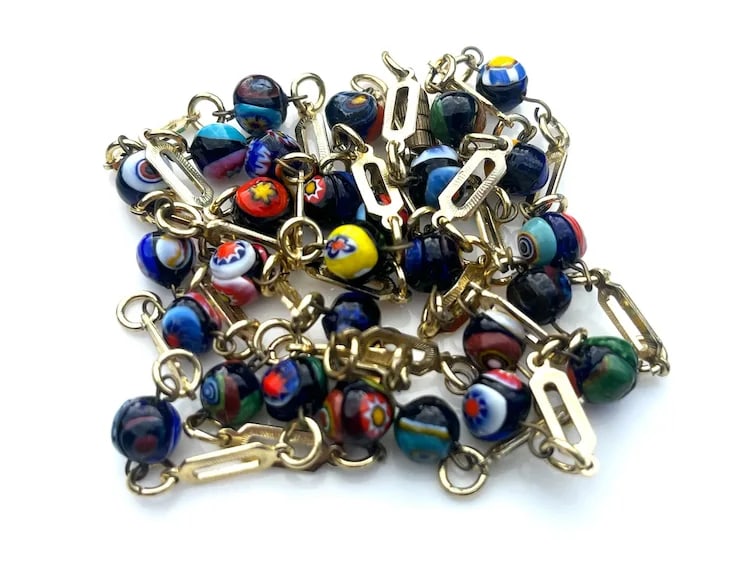 Vintage Italian Porcelian Bead Venetian Murano Necklace - 2