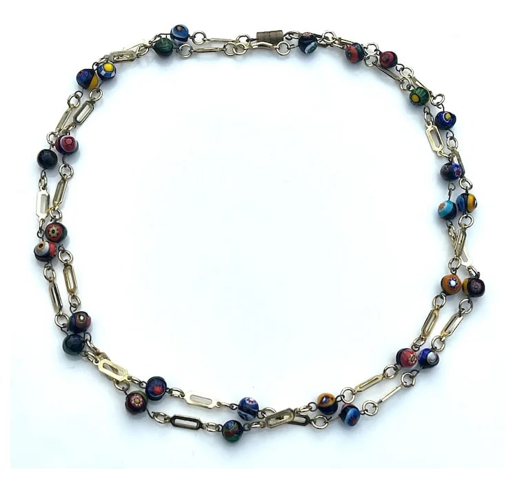 Vintage Italian Porcelian Bead Venetian Murano Necklace - 3