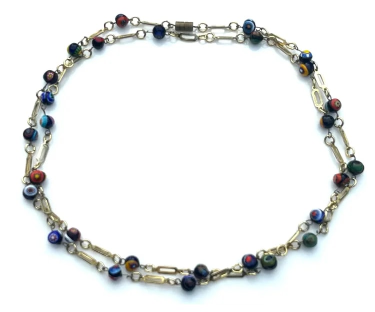 Vintage Italian Porcelian Bead Venetian Murano Necklace - 4