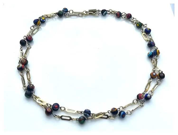 Vintage Italian Porcelian Bead Venetian Murano Necklace - 5
