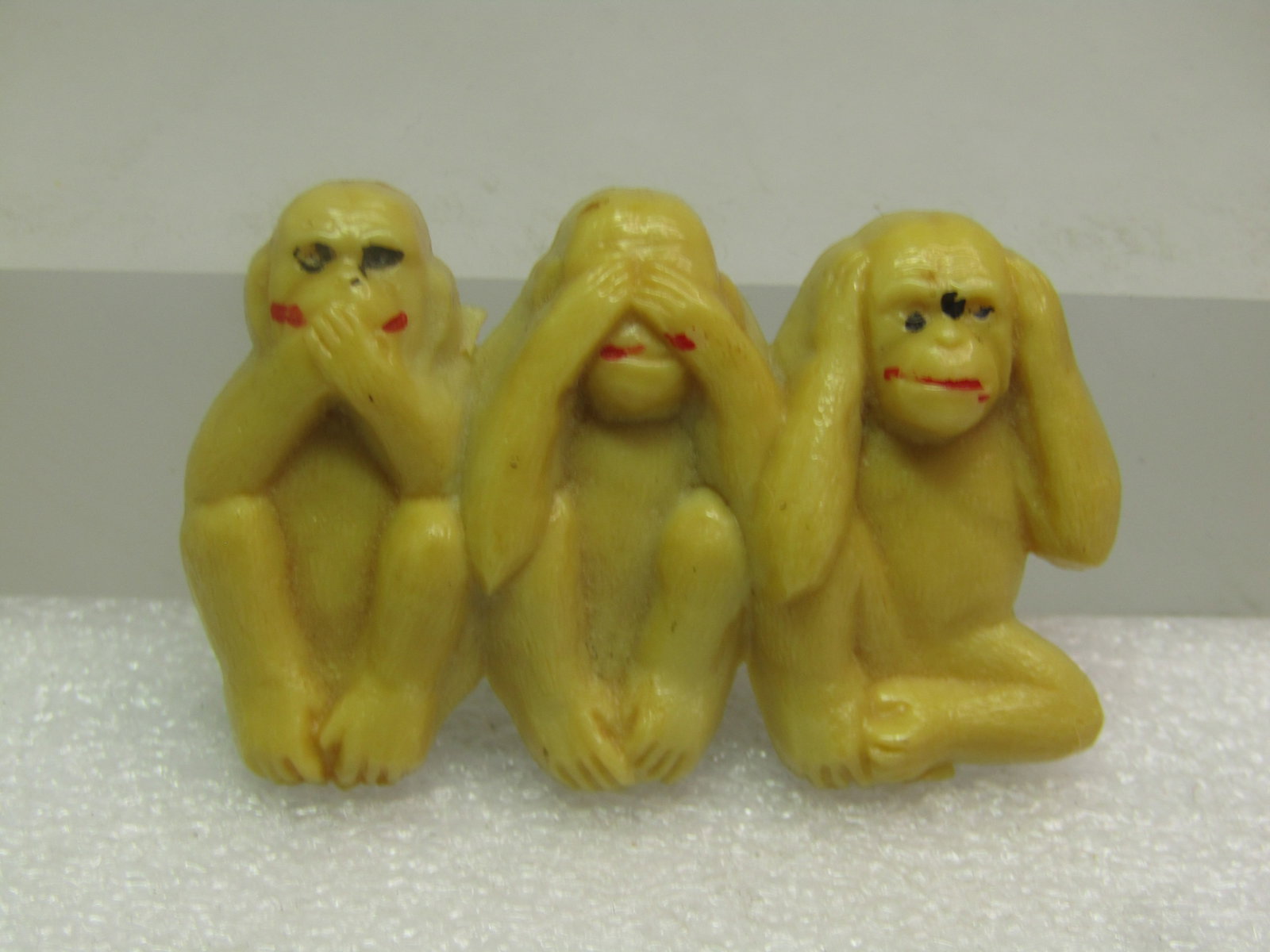 Vintage Speak/See/Hear No Evil Monkey Brooch, Plastic, Mid-Century (1 of 5)