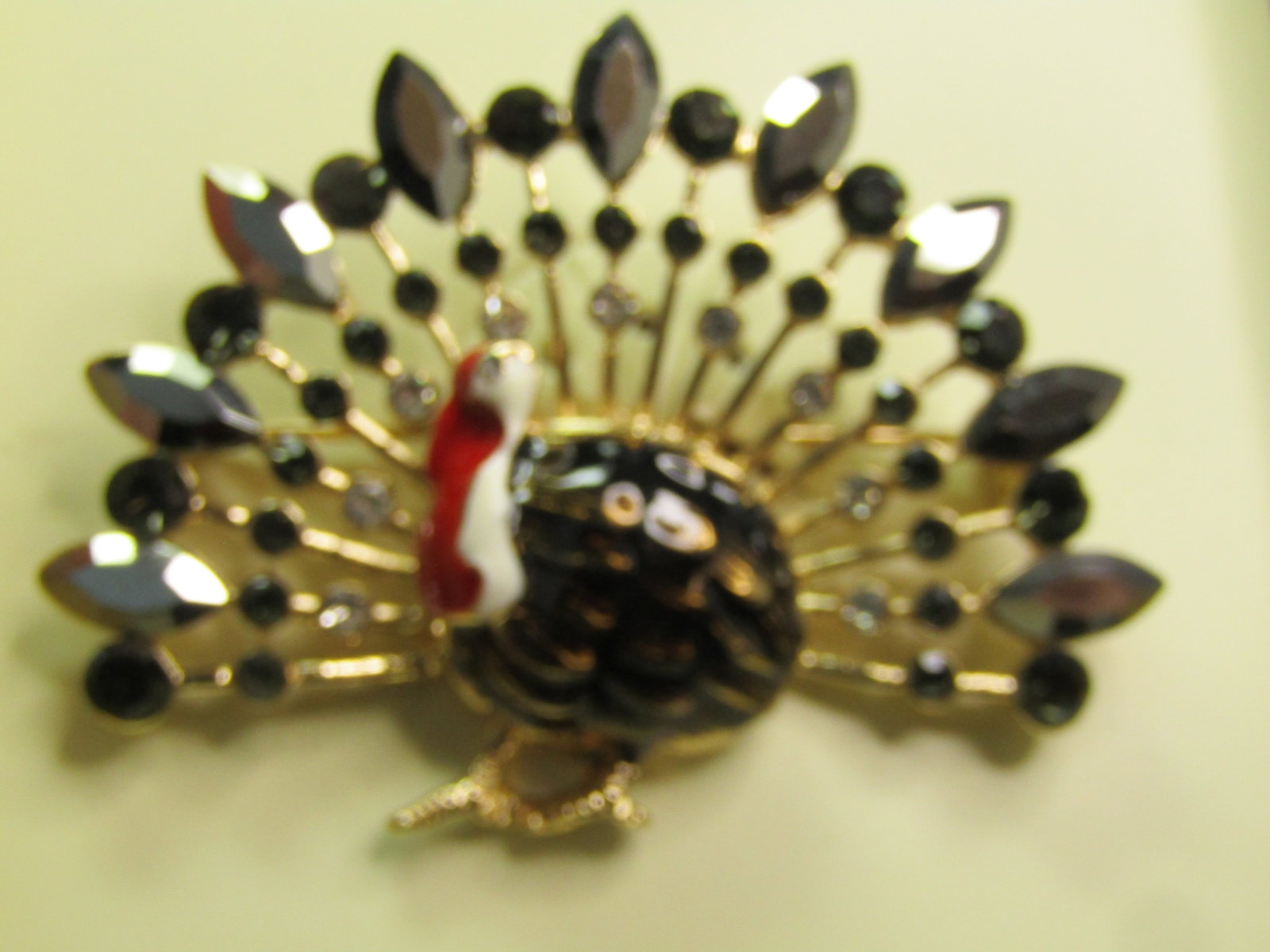 Vintage Rhinestone and Enameled Turkey Brooch, Dana Buchman, In Box, 1990's-2000's - 3