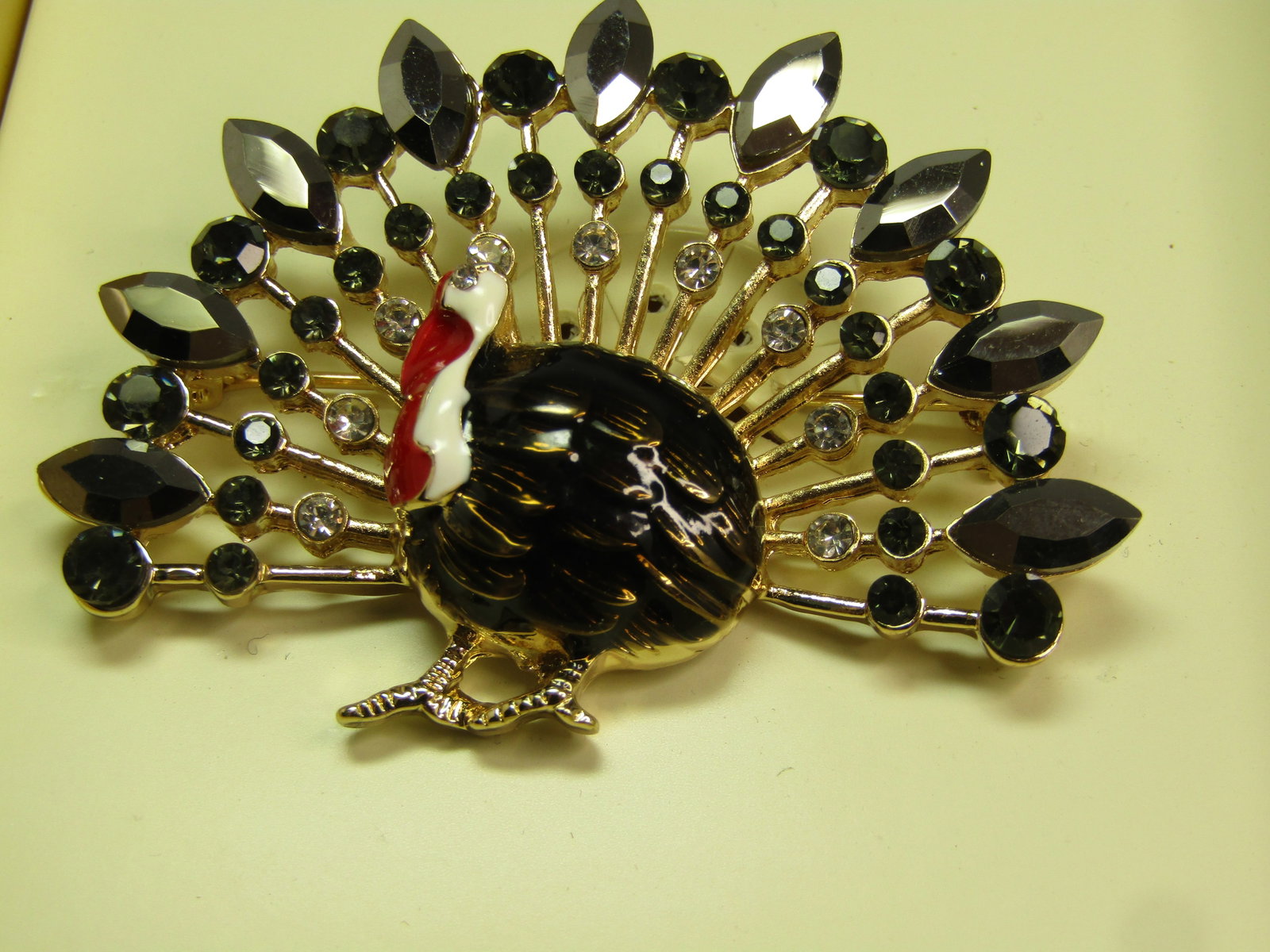 Vintage Rhinestone and Enameled Turkey Brooch, Dana Buchman, In Box, 1990's-2000's - 4