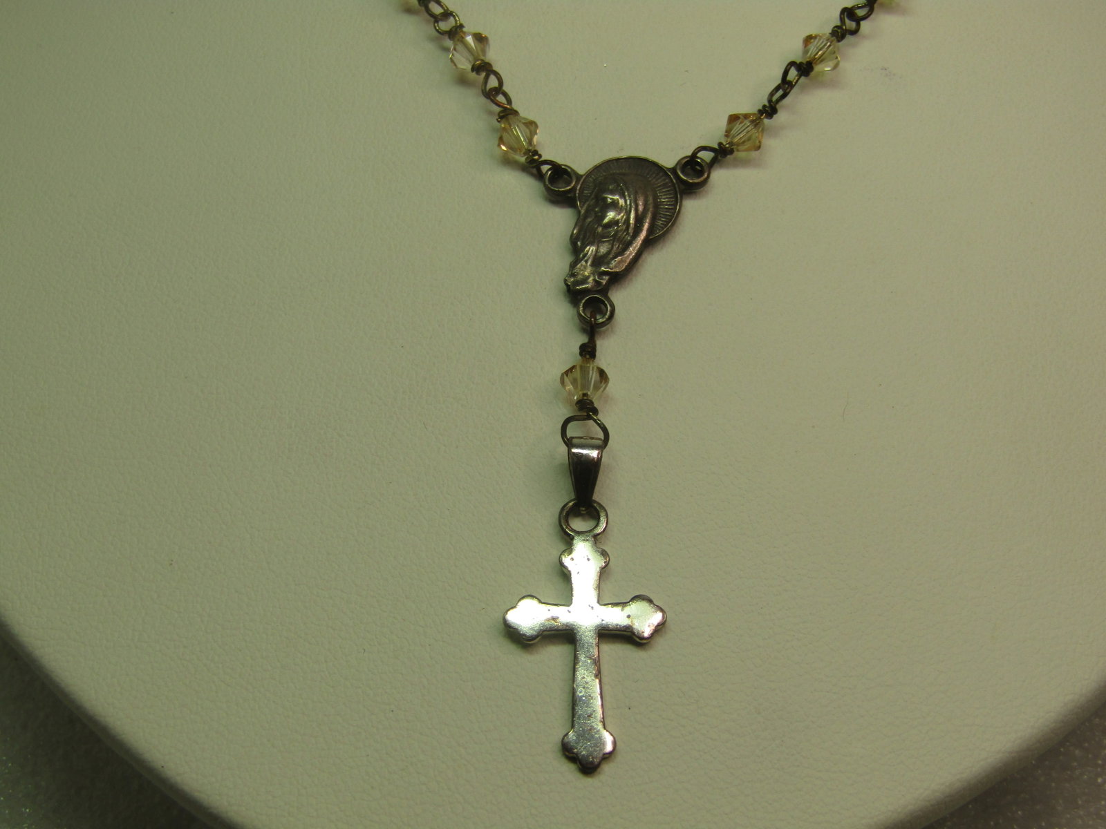 Vintage Sterling Clear Crystal Rosary Necklace, Italy, 1980's - 4
