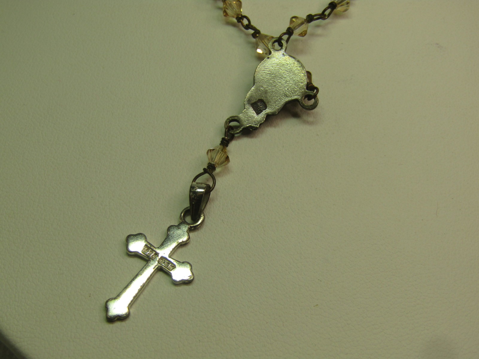 Vintage Sterling Clear Crystal Rosary Necklace, Italy, 1980's - 5