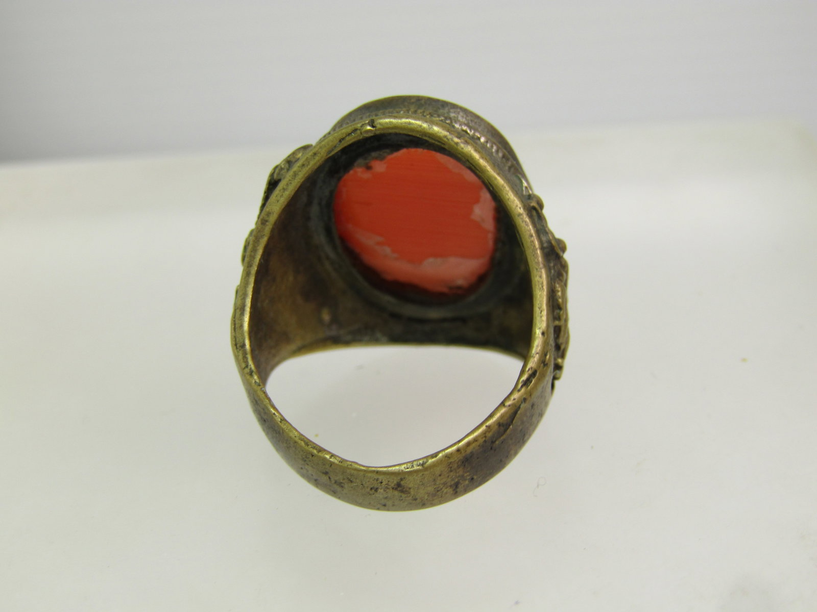 Vintage Brass Orange Cateye Dragon Ring, Sz. 10, Fantasy/Mythology, 1960's - 7
