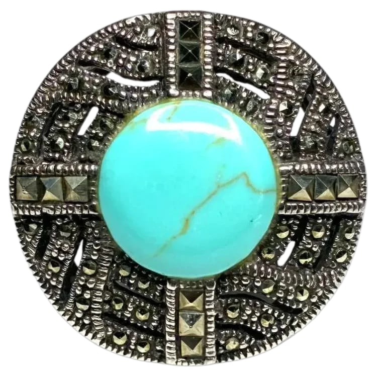 Vintage Sterling Silver and Marcasite Art Deco Style Ring (1 of 6)