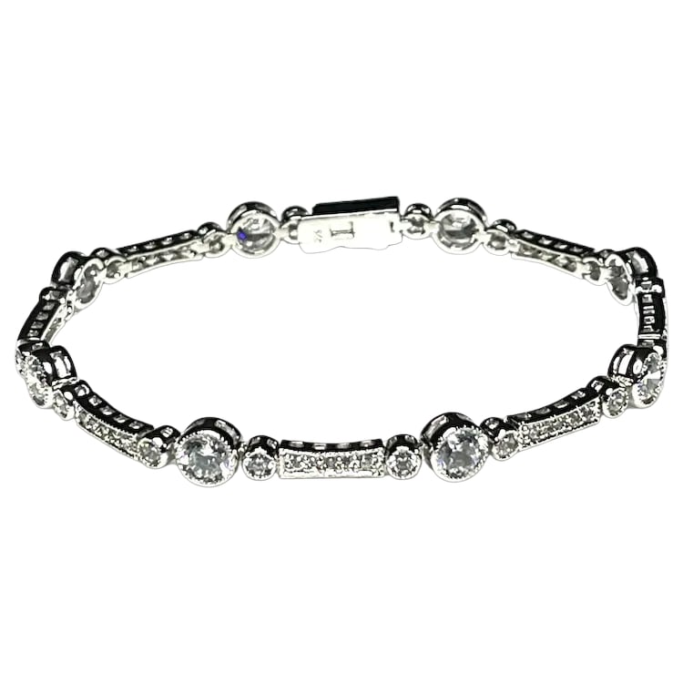 Estate Fancy Link CZ Tennis Bracelet (1 of 6)