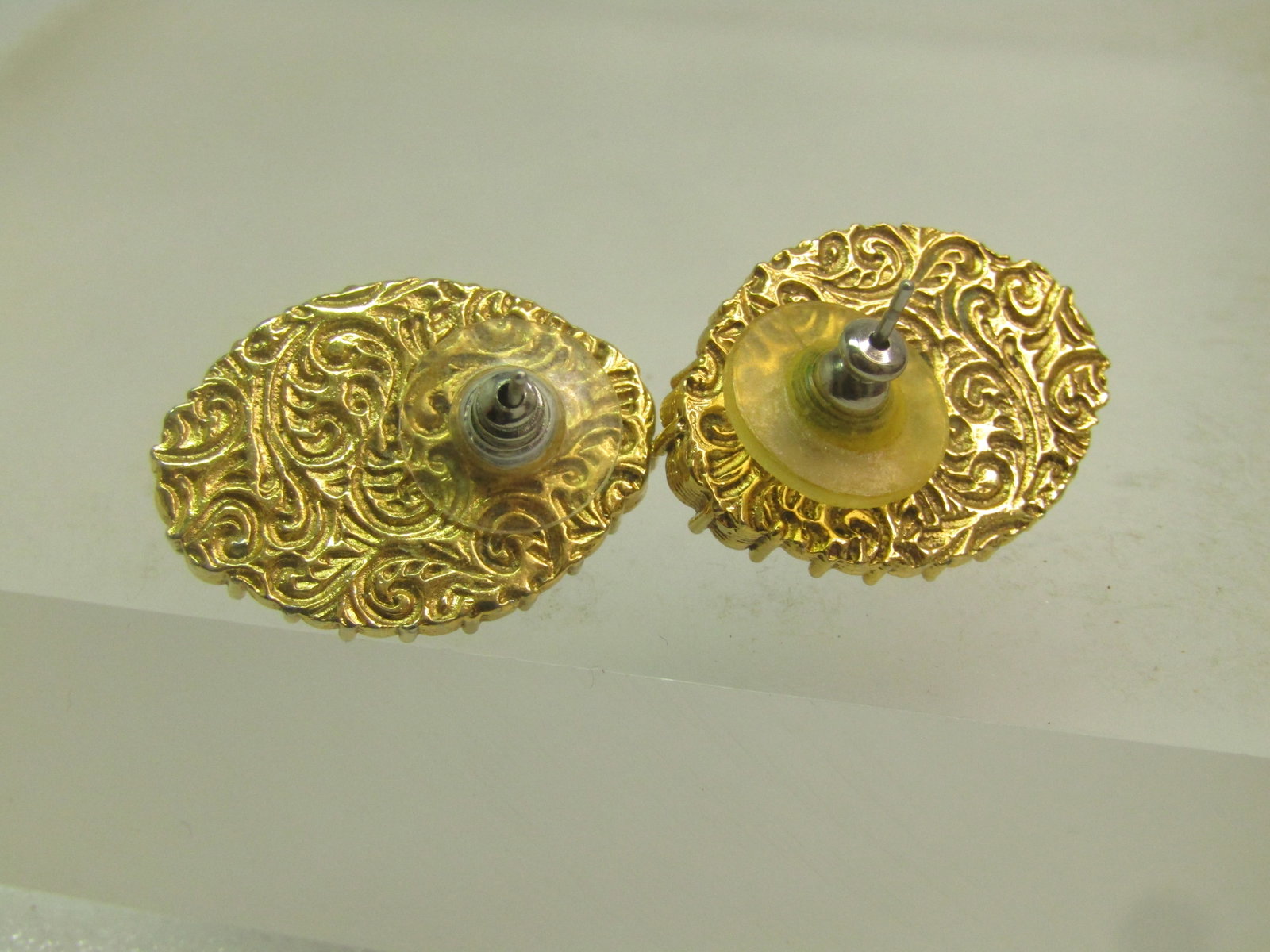 Vintage Glass Moonstone and Rhinestone Earrings, by 1928, 1980's - 7