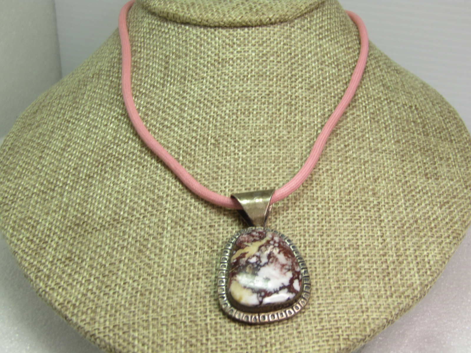 Vintage Sterling Southwestern Brown Agate Necklace, 16", 1980's (1 of 6)